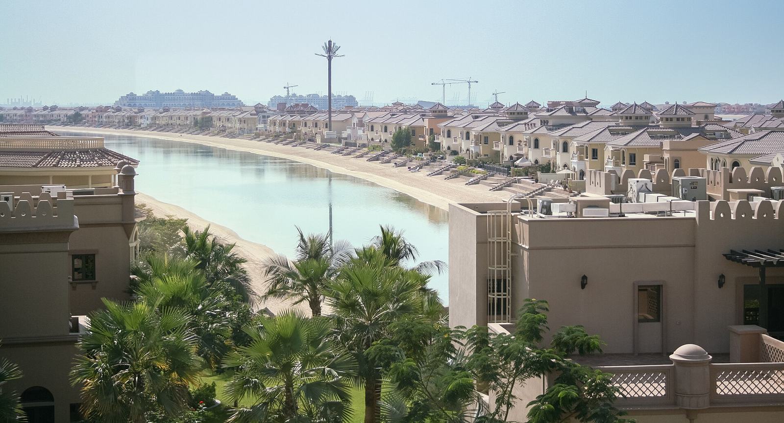 Beachfront villas along a Palm Jumeirah frond