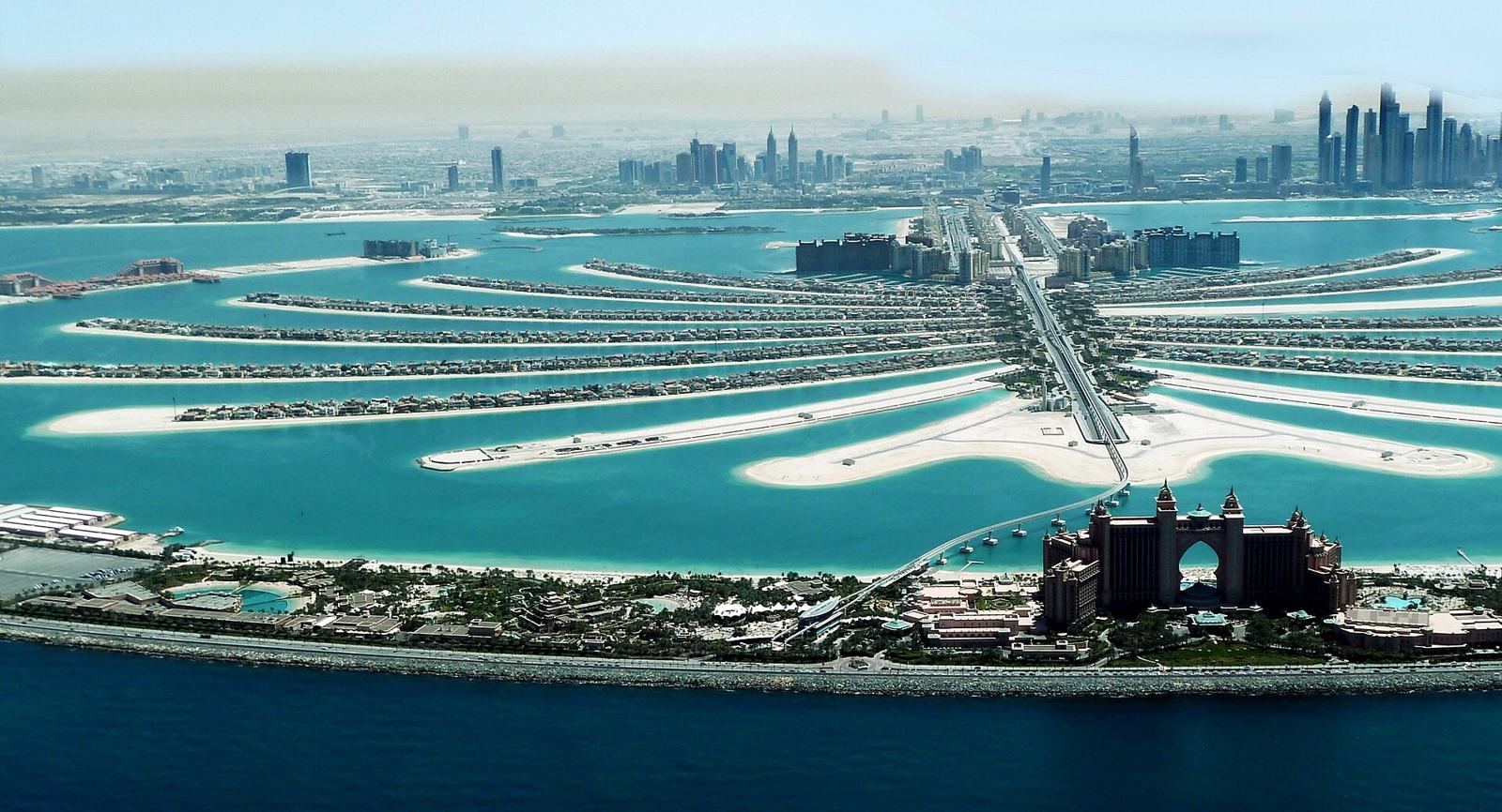 Aerial view of Palm Jumeirah and Atlantis
