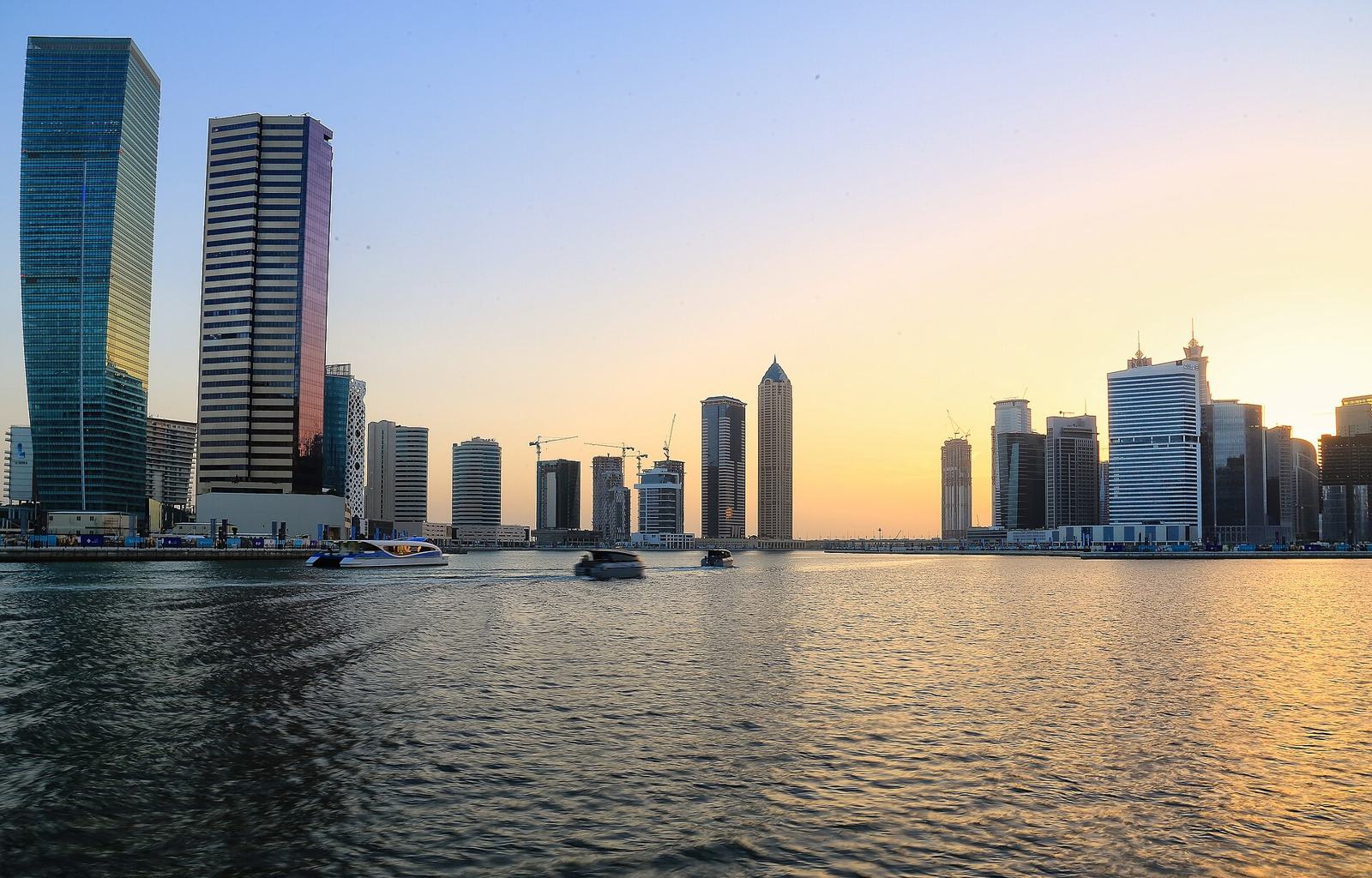 Business Bay canal at sunset