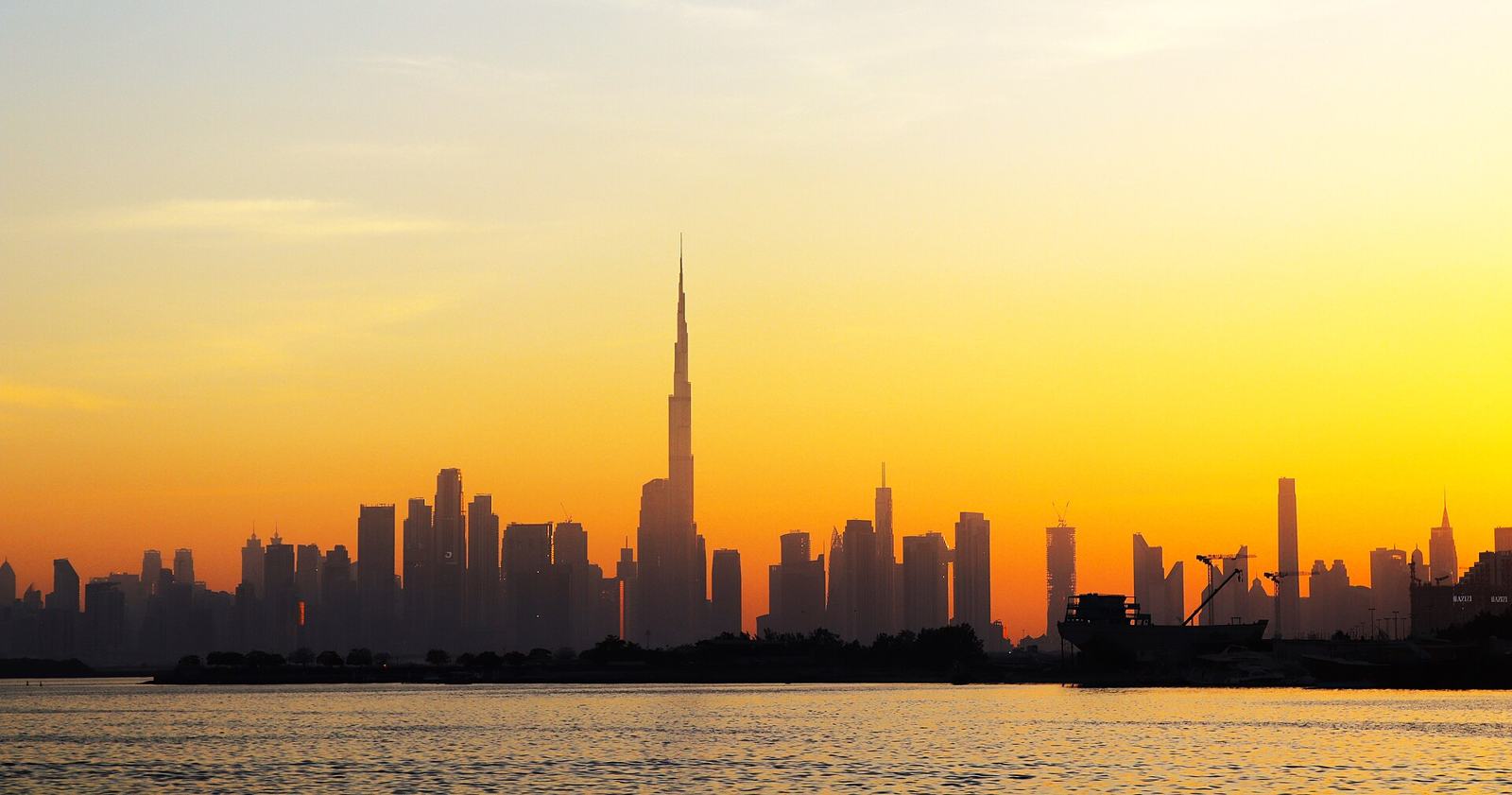 Burj Khalifa silhouette from Dubai Creek
