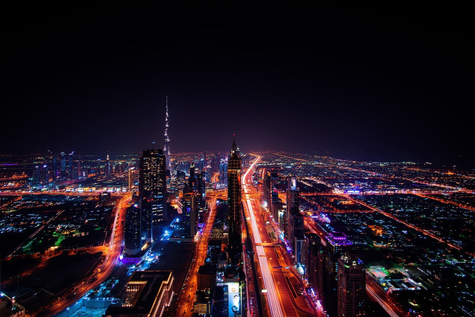 Sheikh Zayed Road lights from above