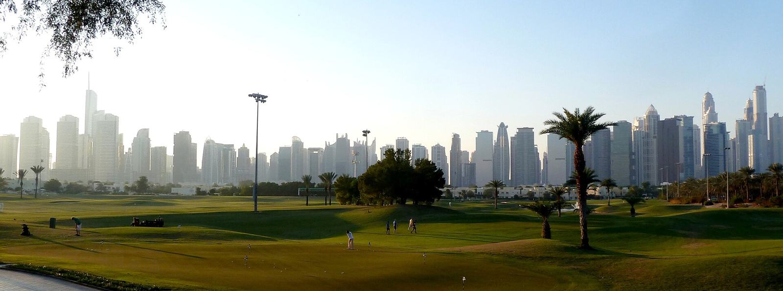 Emirates Hills golf course with Marina skyline