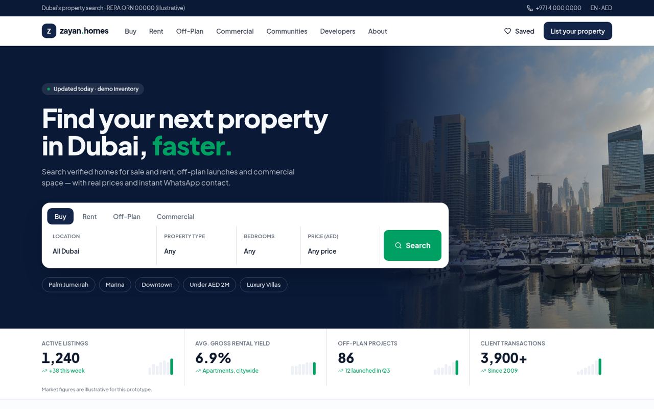 Modern Marketplace homepage, desktop
